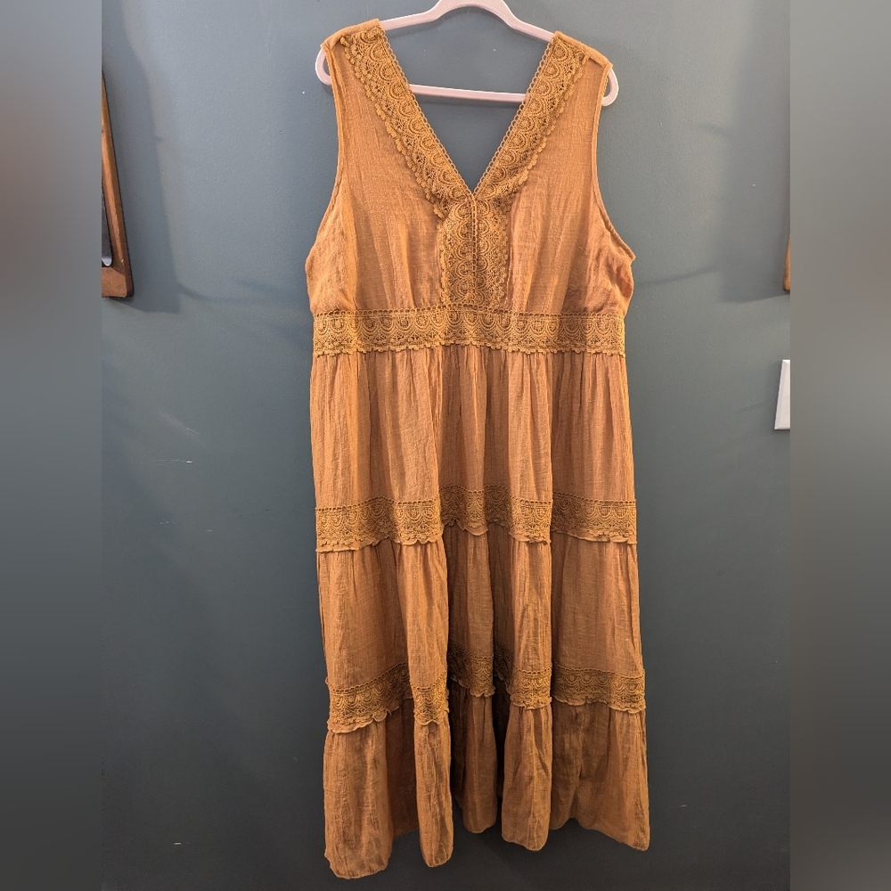 Kings Road Sleeveless Lace Trim Maxi Dress Women's Size 3X EUC